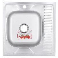 Кухонна мийка накладна з нержавіючої сталі квадратна Zerix Z6060L-04-160E (Satin) (ZM0567) колір Сталевий